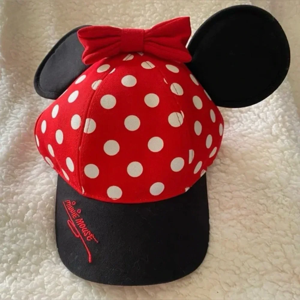 Disney Parks Minnie Mouse Ears Red & White Polka Dot Adjustable Girls Cap 🌹HP🌹
